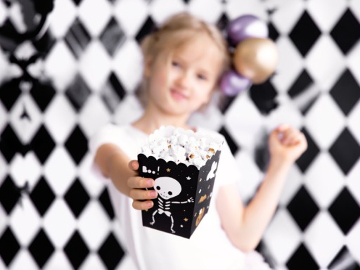 BOO sladkosti popcorn boxy čierne Halloween 6
