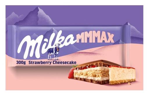 Milka veľká mliečna čokoláda Mmmax Jahodový tvarohový koláč 300g
