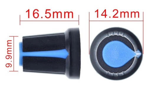 Gombík potenciometra - os 6mm - výška 17mm, červený