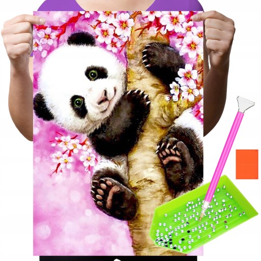 DIAMANTOVÁ VÝŠIVKA Diamantová maľba Diamantová mozaika pre deti Súprava Panda