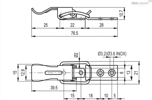 Zapínanie na háčik TLC.Z-15/76,5+R