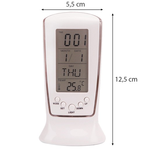 ALARM Clock Elektronický tichý digitálny stojaci METEOROLOGICKÁ STANICA Teplomer
