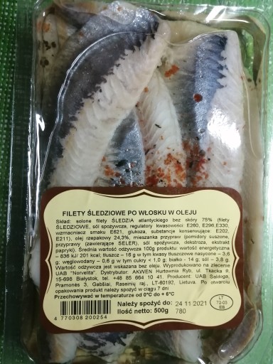 Sleď v oleji, taliansky spôsob, 500g Litva