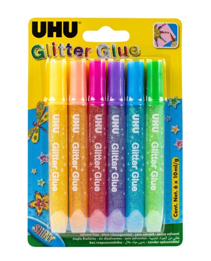 UHU GLITTER 6 FAREB X 10ML LESKL