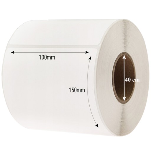 TEPELNÉ SAMOLEPIACIE ETIKETY BIELY 100x150 mm 500 ks PERFORAČNÁ ROLKA