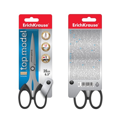 ErichKrause Top Model nožnice, 16 cm, čierne 1 ks