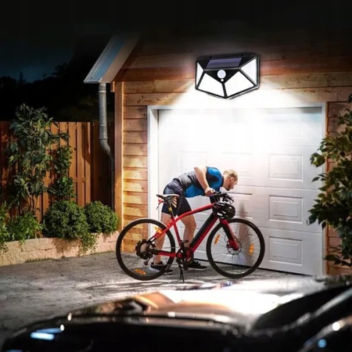 SOLÁRNE ULIČNÉ LAMPA SÚMRAK POHYBOVÝ SENZOR 100LED VÝKONNÁ ZÁHRADA