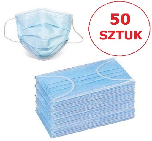 JEDNORÁZOVÁ MASKA, 3-VRSTVOVÉ MASKY, 50 KS