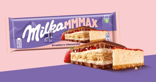 Milka veľká mliečna čokoláda Mmmax Jahodový tvarohový koláč 300g
