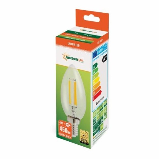 LED COG E14 4W WW teplá sviečková žiarovka Spectrum