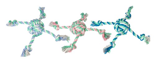 Hračka pre psa SZARPAK ROPE pletená loptička 6,5cm x 32cm BAVLNA