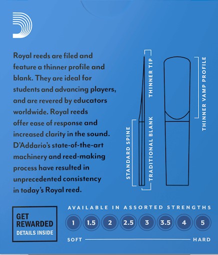 Bb 2 klarinetový plátok Rico ROYAL Daddario RCB1020 1 ks.
