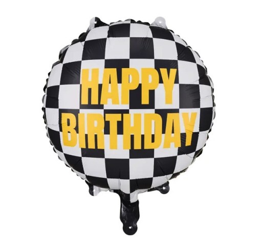 Fóliový balón Happy Birthday šachovnica - 35 cm