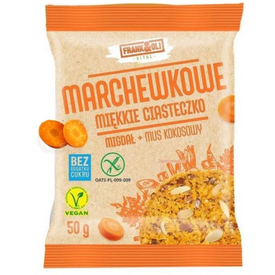 Tyčinka bez cukru Mrkvová torta kokos bezlepková FRANK&OLI 50g