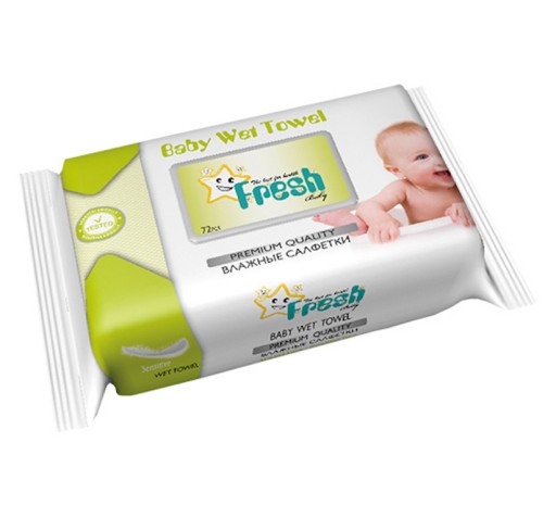 Fresh Baby vlhčené obrúsky s klipom 72 ks.
