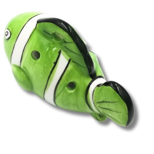 mini OCARINA keramická NEMO FISH zelená, 6 otvorov, rúčky, okaríny