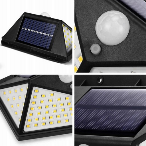 SOLAR LAMPA 100 LED NÁSTENNÁ LAMPA NÁSTENNÁ LAMPA SO SÚMRAKOVÝM SNÍMAČOM POHYBU