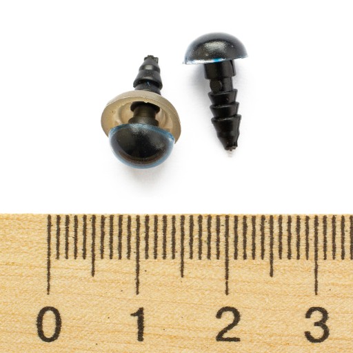 Bezpečnostné oči so závitom a svorkou na hračky Modrý plast 8 mm 20 párov
