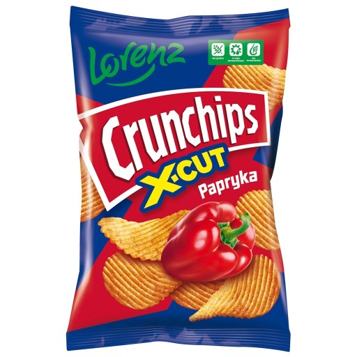 CRUNCHIPS Vlnité chrumky X-CUT Paprika 140g LORENZ