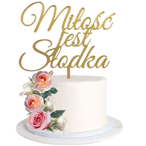 Topper nápis Love is sweet gold gold mirror
