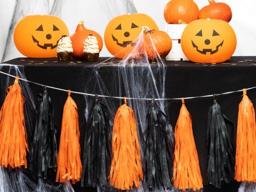 Halloweenska girlanda Strapce čierne a oranžové