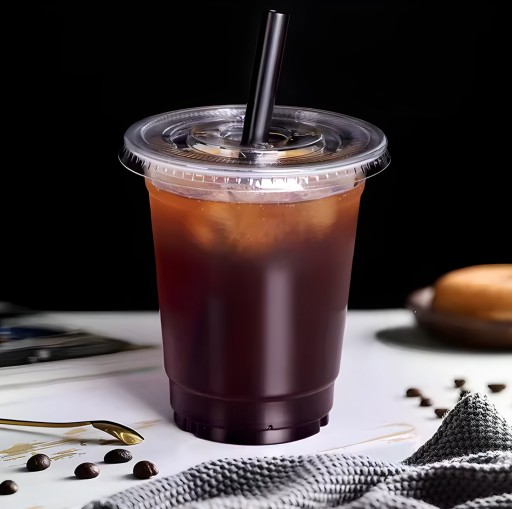 PET poháre na shake 300ml s plochým viečkom 50ks Plastové jednorázové