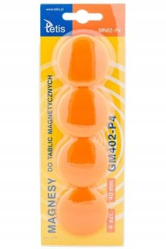 Okrúhle kancelárske magnety - ORANŽOVÉ 40mm, 4 kusy
