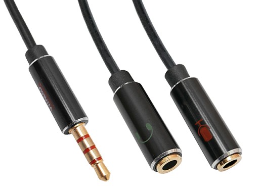 Adaptér CTIA JACK 3,5/4P/zástrčka-2xJACK 3,5/3P/VITALCO zásuvka 0,2m
