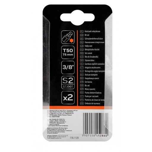 Bit TORX T50 x 75 mm, S2 x 2 ks.