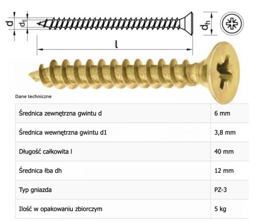 Skrutka kalená KMH 6x40 25 ks