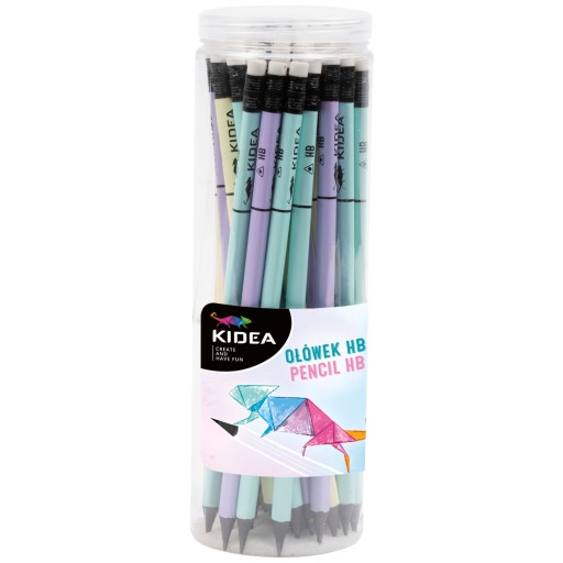 Trojhranná ceruzka s gumou HB pastel mix Kidea