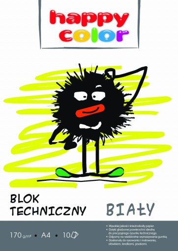 Biely technický blok A4/10. Veselá farba