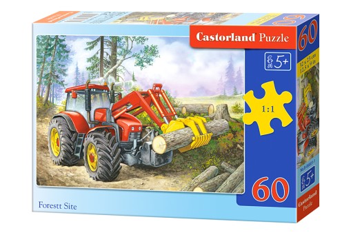 PUZZLE 60 PUZZZLE PRE DETI AUTOTRAKTOR STROJ KÚZANIE LESA 5+ KOLEČKO