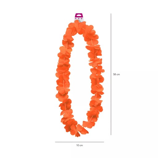 Havajský náhrdelník s oranžovými kvetmi na havajskú Aloha párty, 100 cm