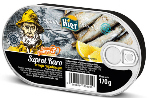 Karo šproty v repkovom oleji 170g Omega 3 Kier