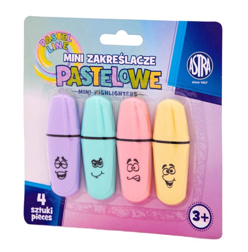 Mini pastelové zvýrazňovače Astra blister 4 kusy