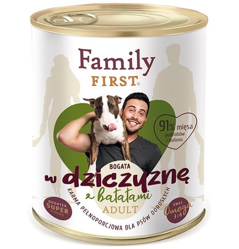 Family First Venison so sladkými zemiakmi Mokré krmivo pre psov 800g