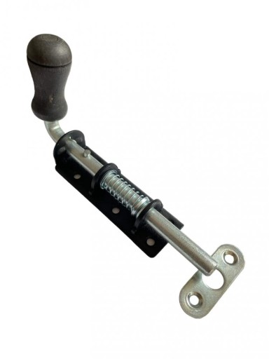Pružinová západka s drevenou rukoväťou, čierna 150x30mm WSPU 150c pre brány