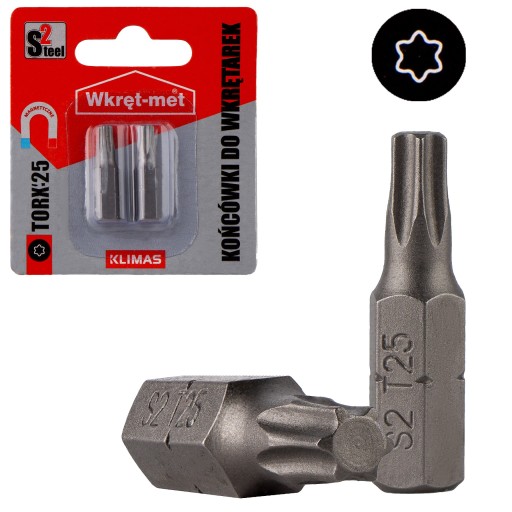 TORX 25 skrutkovacie bity 25mm 2 ks TX25 magnetické Klimas