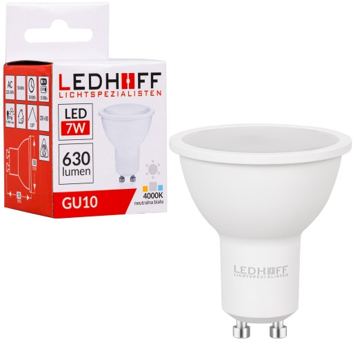 GU10 LED žiarovka NATURAL 7W = 60W 4000K VÝKONNÁ nebliká JASNE neutrálna