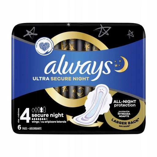 Always Ultra hygienické vložky s krídelkami 6 Secure Night