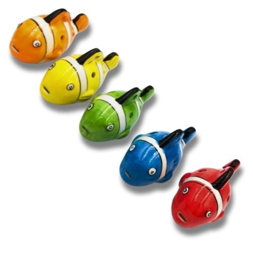 mini OCARINA keramika NEMO FISH modrá 6 otvorov úchyty okaríny