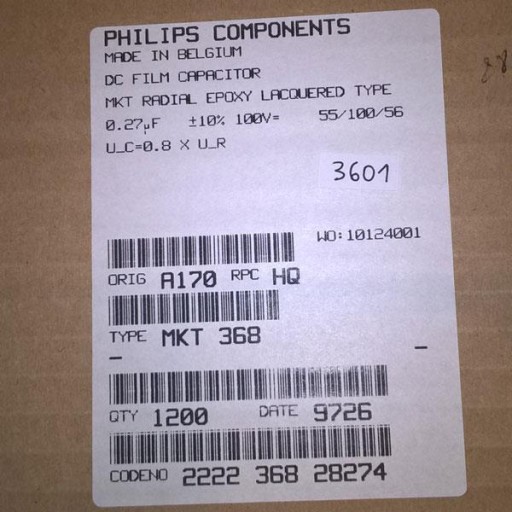 Kondenzátor MKT368 Philips 270nF 100V R15 10% x10