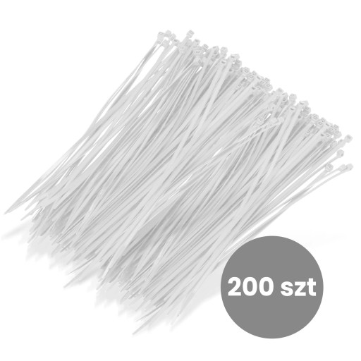 200x sťahovacie pásky Káblové pásky Zipsy 3,6 x 300 mm Silné UV sťahovacie pásky