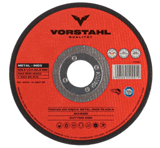 Metal-Inox plochý rezací kotúč 125x1,0x22,2mm-VORSTAHL -1 ks.