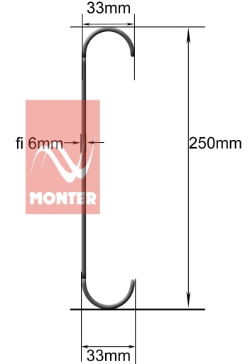 Prívesky, háčiky C Fi-6mm l-25 cm
