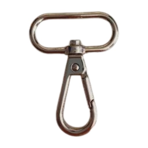 Kovová karabina na popruh tašky, veľká strieborná, 30 mm, 2 ks