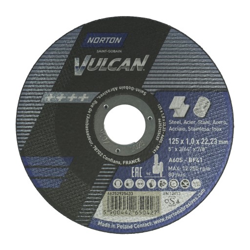 REZNÉ KOTOUČE KOVOVÉ INOX OCEĽ NORTON VULCAN 125x1,0 125x1