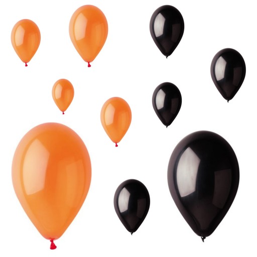 Halloweenske BALÓNY čierne a oranžové x 10 ks