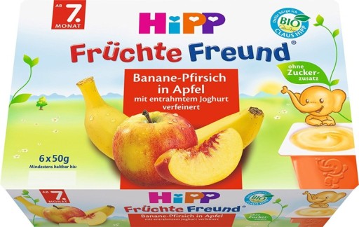 HiPP BIO dezert s jablkami, banánmi, broskyňami a jogurtom